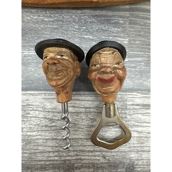 Vintage ANRI Italy Carved Wood Music Box Bar Set Corkscrew Bottle Opener {L} - Picture 16 of 16